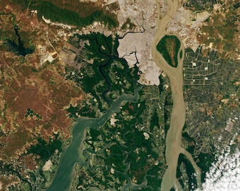 Santiago De Guayaquil Ecuador from NASA Landsat 9 Images from Space Home Decor Wall Decor on Canvas or Paper Prints Satellite Images