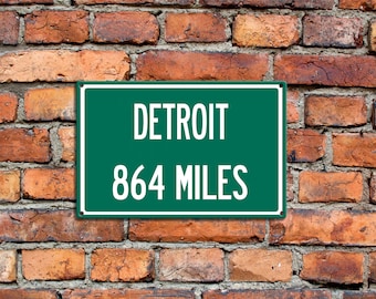 Segnale di distanza autostradale in alluminio personalizzato per Detroit, Michigan Freeway Roadway Sign Regalo unico souvenir alluminio 2017