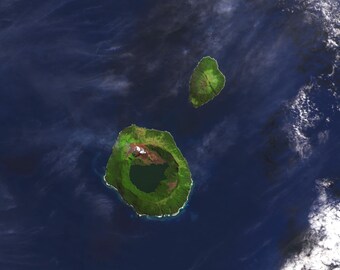 Tofua Island in Tonga from NASA Landsat 9 Images Satellite Photos from Space Home Decor Wall Decor on Canvas or Paper Prints