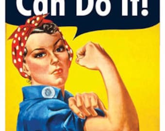 METAL ADVERTISING SIGN 30X20cm 3D WE CAN DO IT ROSIE THE RIVETER :EMBOSSED 