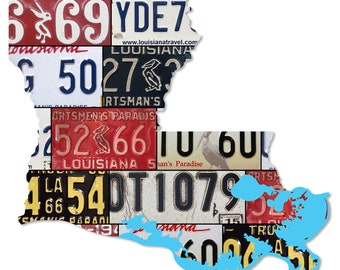 LOUISIANA License Plate Plasma Cut Map Sign, Sportsman's Paradise Metal Sign Garage Art Plasma Cut Rustic Sign Patriotic Sign Holiday Gift …