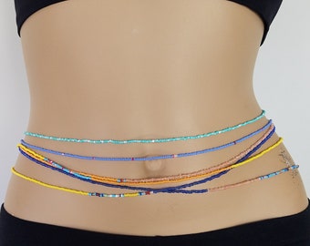 Multi Wrap Waist Beads with Clasp, Adjustable Belly Beads, Waist Chain, Body Beads, Body Jewelry, Belly Chain, Handmade to Order