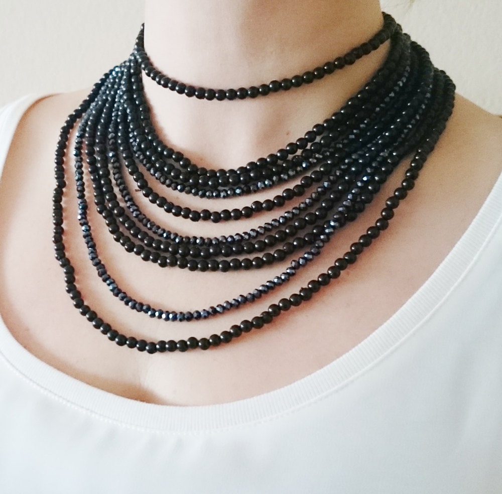 Black multi strand necklace deals