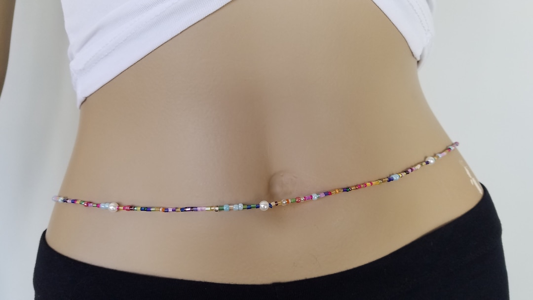 Colorful Multi Bead Belly Chain With Clasp Adjustable Belly Jewelry Bead Chain belly Beads waist Chain body Jewelry body Beads Body Chain Etsy