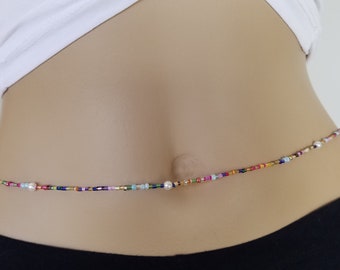Colorful Multi Bead Belly Chain: Adjustable Body Jewelry