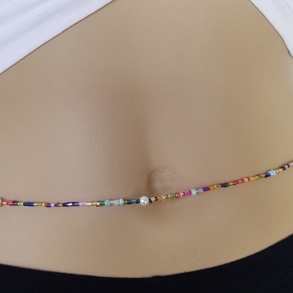 Colorful Multi Bead Belly Chain with Clasp, Adjustable Belly Jewelry, Bead Chain,Belly Beads,Waist chain,Body Jewelry,Body Beads, Body Chain