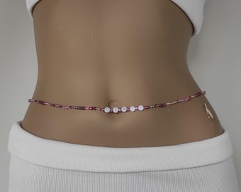 Personalized Name Waist Beads Adjustable Clasp Colorful Seed Bead Belly Chain