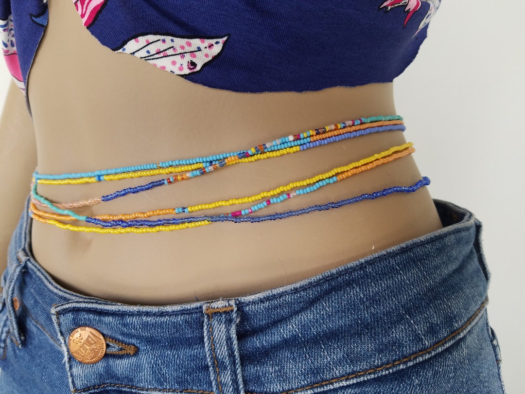 Colorful Waist Beads With Clasp Adjustable Belly Etsy
