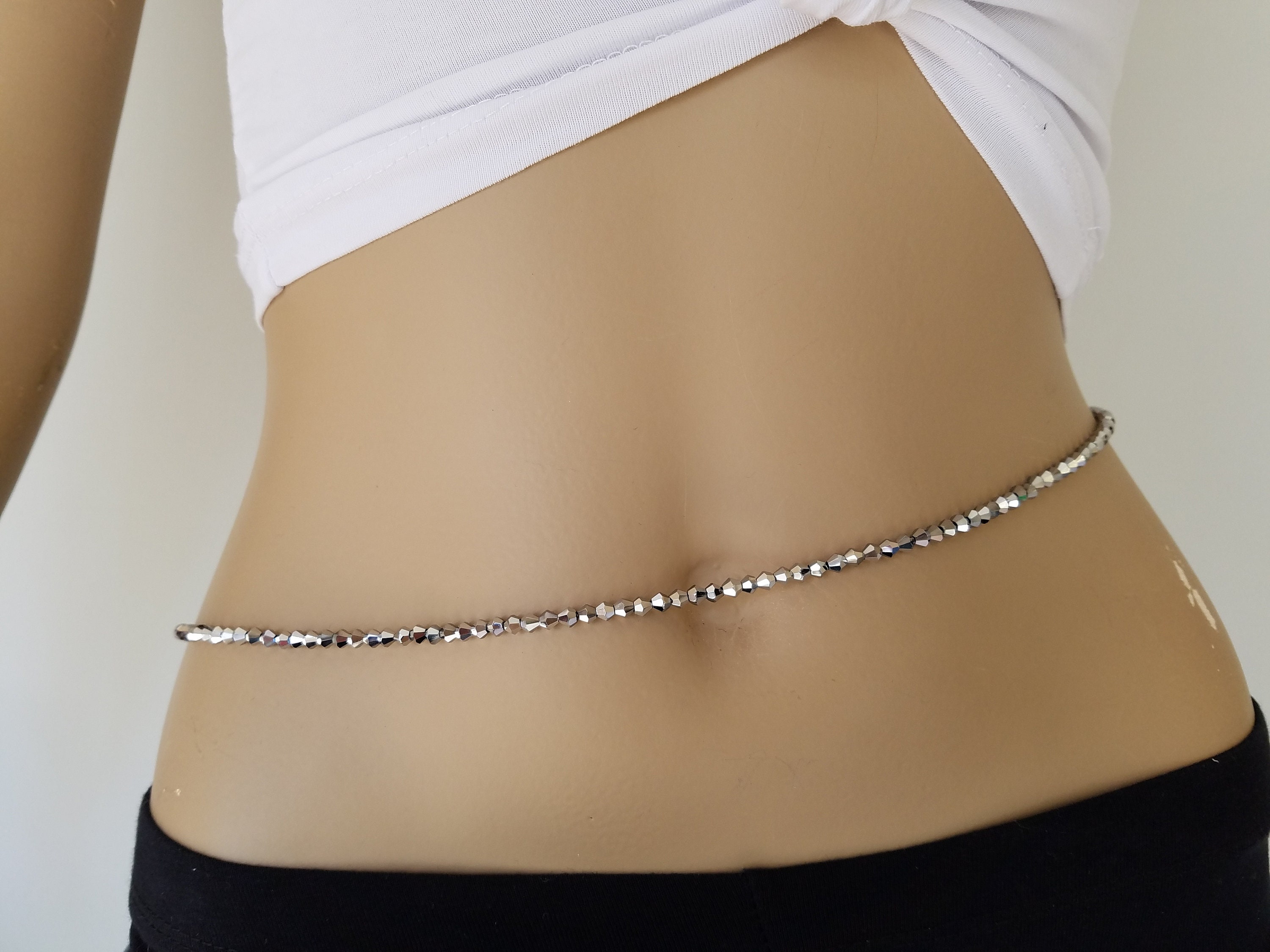 Salircon 31-49Inch Elastic Waist Beads Plus Size for Women Adjustable  Beaded Body Chain Belly Bracelet Stomach Beads Waistbeads