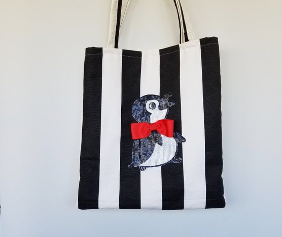 striped canvas tote bag