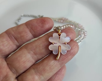 Good Luck Four Leaf Clover Waistbeads: Pink Body Jewelry