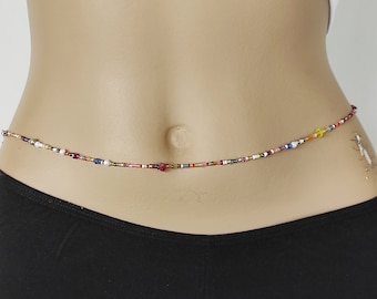 Adjustable Multi Bead Belly Chain: Colorful Body Jewelry