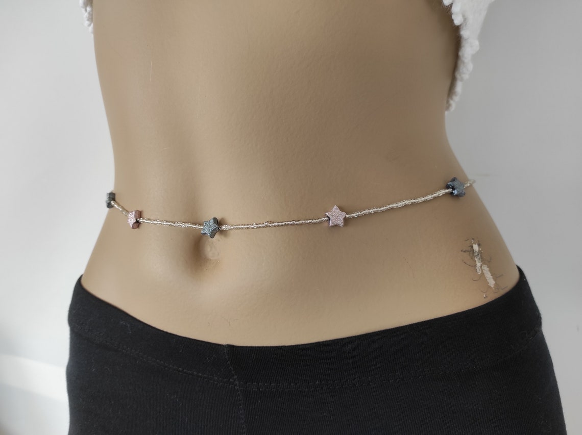 Star Clear Crystal Bead Belly Chain with Clasp Adjustable Etsy