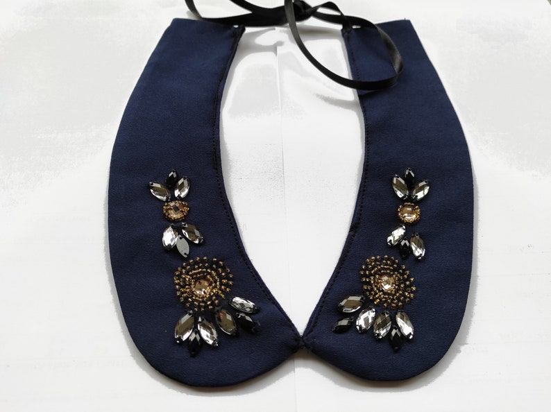 Faux Crystal Dress Collar detachable Collar Embellished Peter Pan Collar Faux Collar Removable Collar Crystal Bead Embroidery