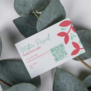 Elegante Visitenkarte Vorlage für Bett und Frühstück Besitzer B & B Urlaub Mietobjekt Bearbeitbar Canva Design Digitaler Download