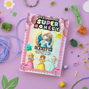 Mario Bros Princess Party Invitation Rosalina Birthday Invite Canva Template Digital Download