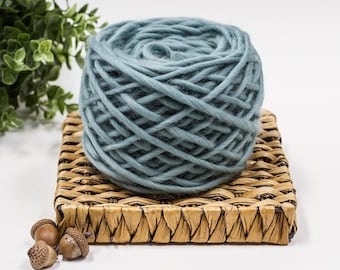 Teal, Robin Egg, Ethical Merino Wool Super Chunky Bulky Yarn, Pencil Roving, 3oz, 60 yds