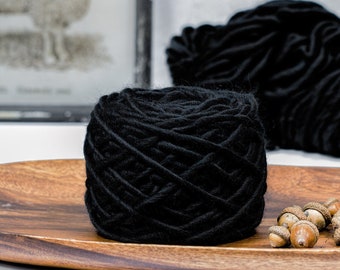 Black, Ethical Merino Wool Super Chunky Bulky Yarn, Pencil Roving, 3oz, 60 yds
