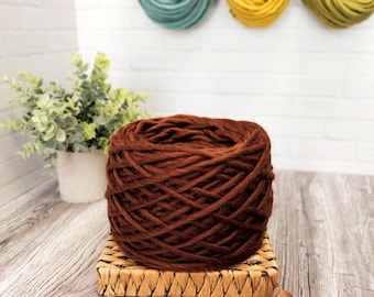Hazelnut, Brown, Ethical Merino Wool Super Chunky Bulky Yarn, Pencil Roving, 3oz, 60 yds