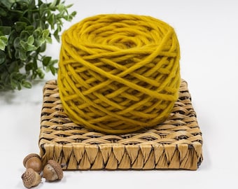 Yellow, Mustard, Ethical Merino Wool Super Chunky Bulky Yarn, Pencil Roving, 3oz, 60 yds