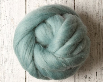 Ethical Merino 4 oz, 23 micron, Combed Wool Top Roving Fiber for Felting, Nuno, Weaving, Spinning, from Non-mulesed sheep, teal Robin Egg