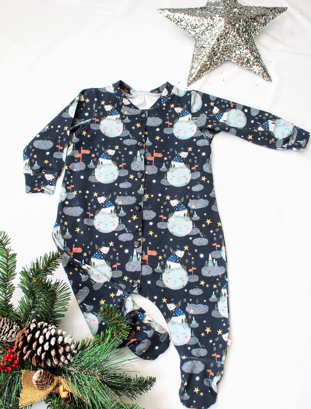 Winter World Dreams Baby Sleepsuit First Christmas Baby Grow Etsy