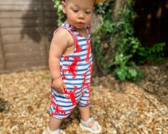 Lobster life Blue Shortie Romper, Baby Clothes, Freckles and Daisies, summer baby