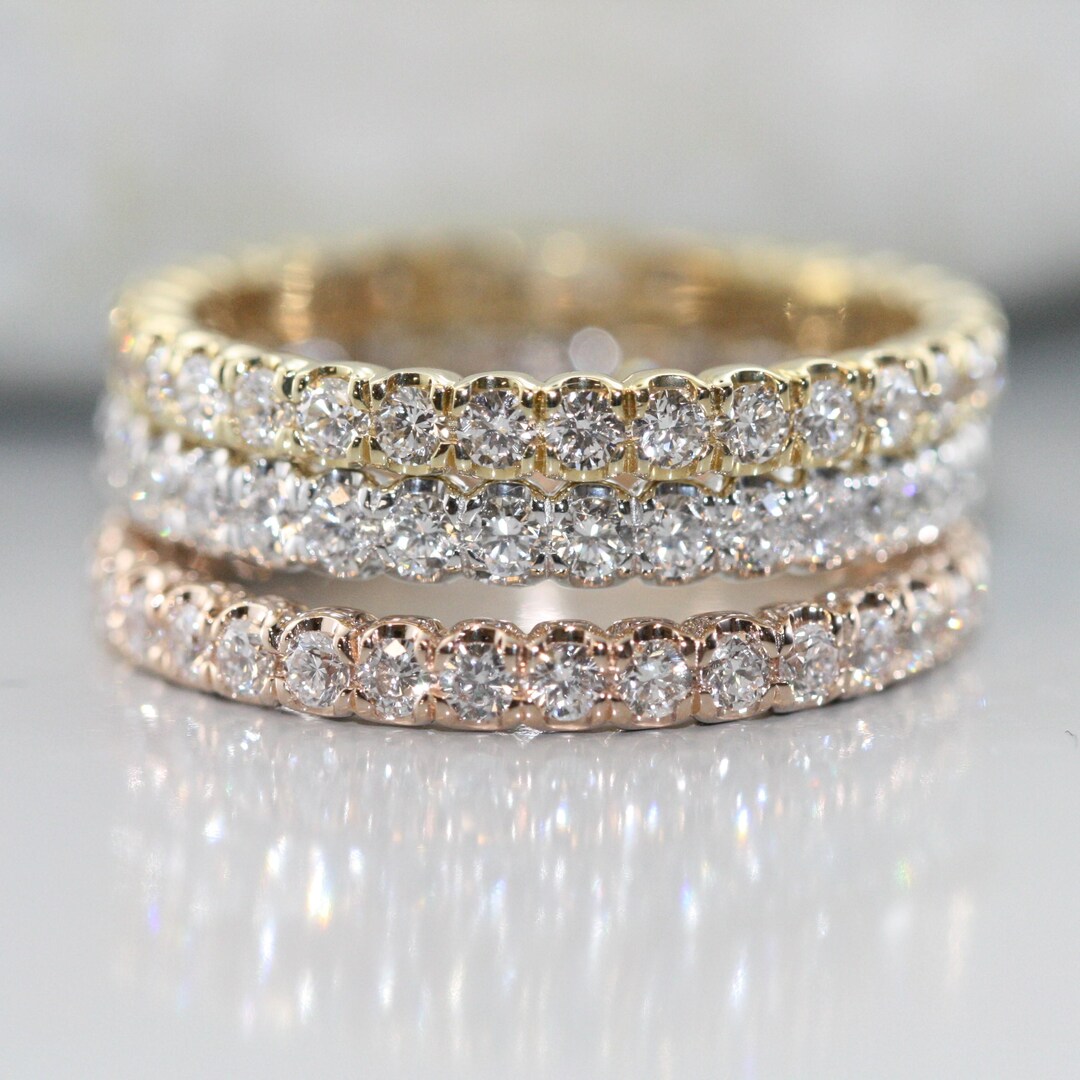 Eternity Band in 14K Solid Gold Diamond Anniversary Ring Promise Ring ...