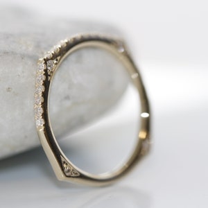 Unique Diamond Half eternity Ring In 14K Yellow Gold Euro Shank Ring