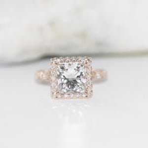 3 Carat Princess Cut Diamond Engagement Ring Set in 14K Solid Gold