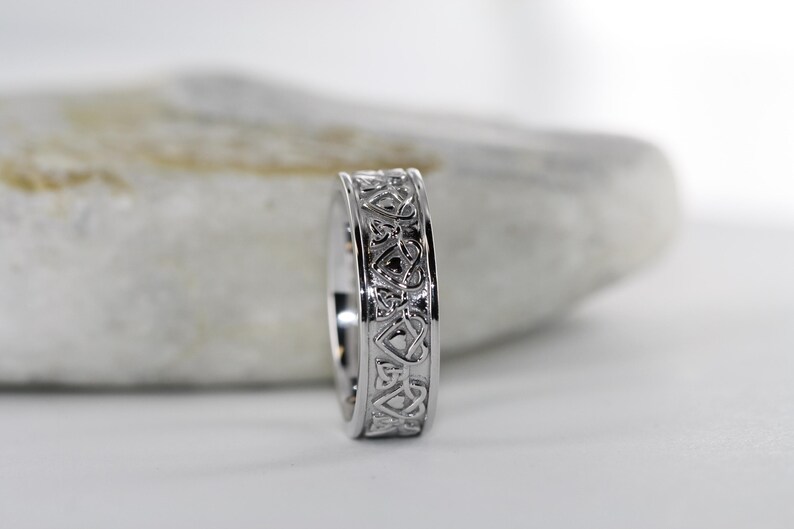 Love Ring, Celtic Heart Wedding Ring in 14K White Gold - Etsy