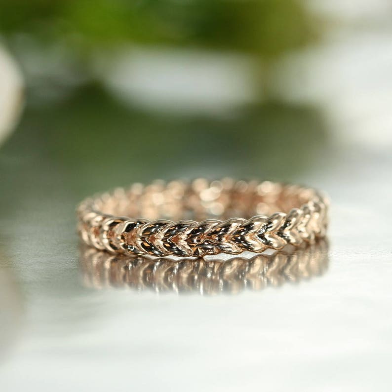 Love Rope 14K Rose Gold Braided Wedding Band Unique Twisted Etsy