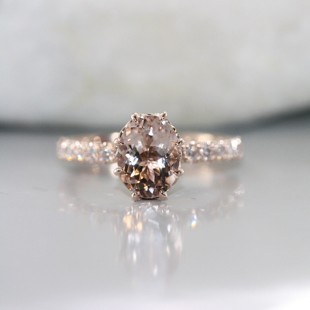 Modifying Engagement Rings Modify Oval Morganite Solitaire Engagement Ring With Half Eternity ...