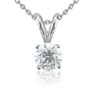 Lab Grown Diamond Solitaire Necklace: 14K White Gold Pendant