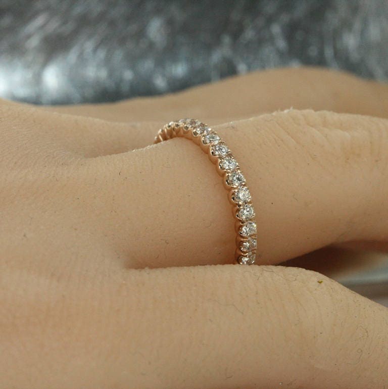Eternity Roses Gold Eternity Band in 14K Rose Gold Full Diamond Eternity Band | Etsy
