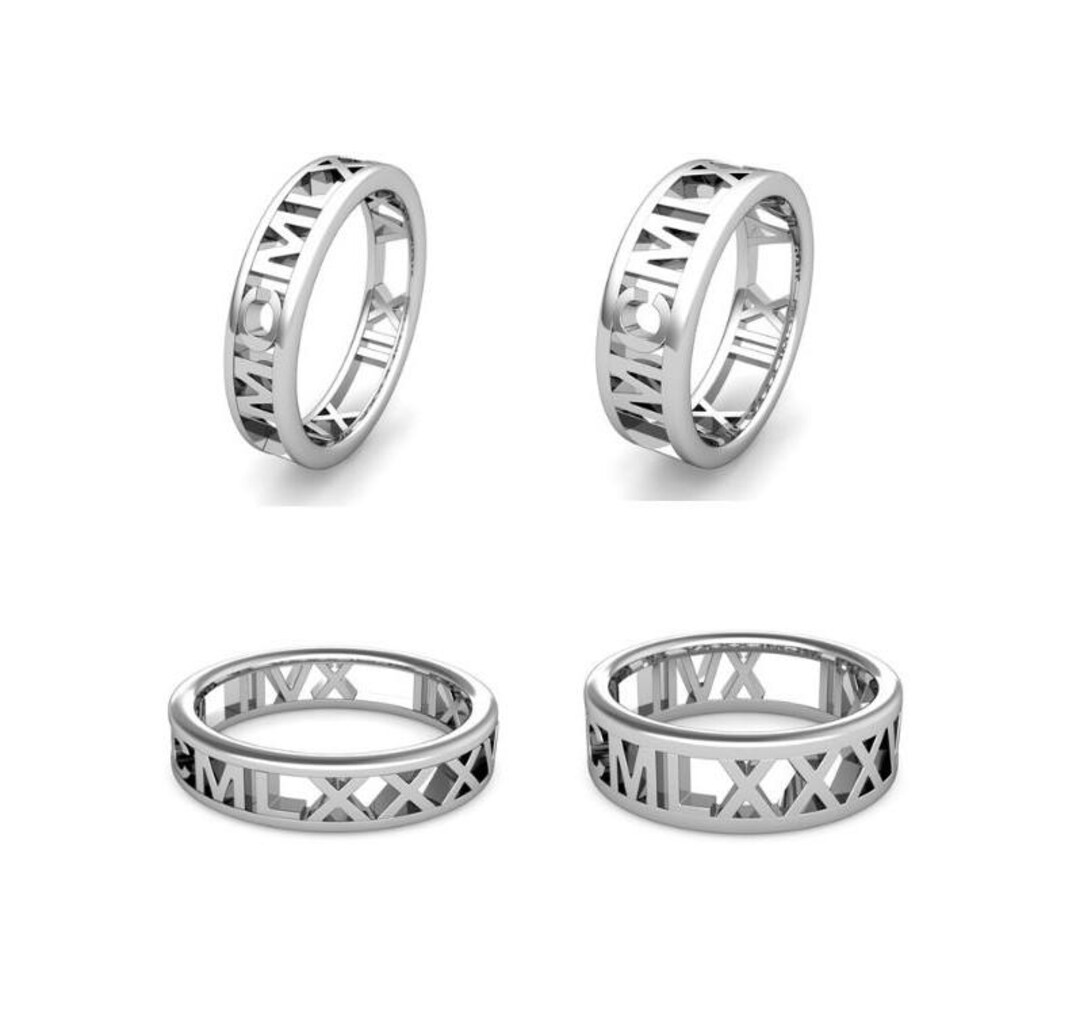 Number Ring Roman Numeral Wedding Ring Personalized Date Ring in Silver - Etsy