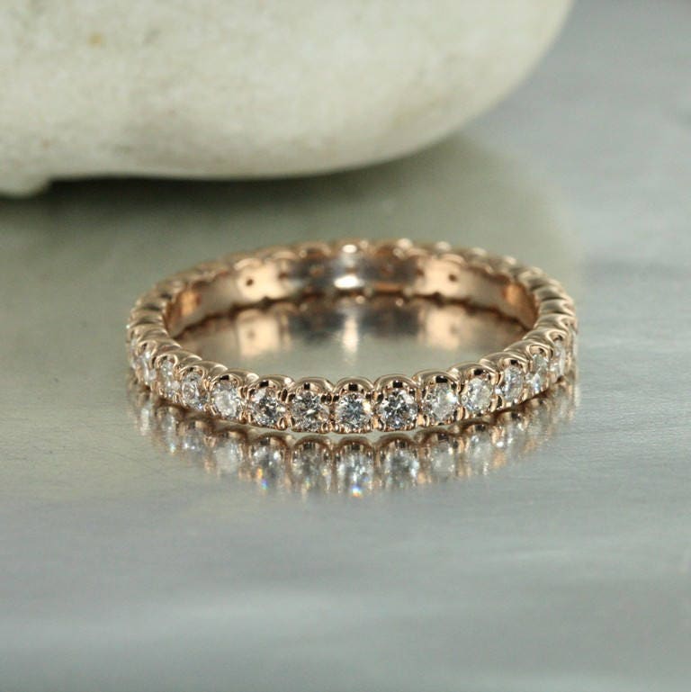 Eternity Roses Gold Eternity Band in 14K Rose Gold Full Diamond Eternity Band | Etsy