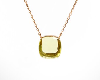 Gemstone Necklace Quartz Jewellery Quartz Necklace Lemon Necklace 14ct Rolled Gold Necklace Lemon Quartz Necklace