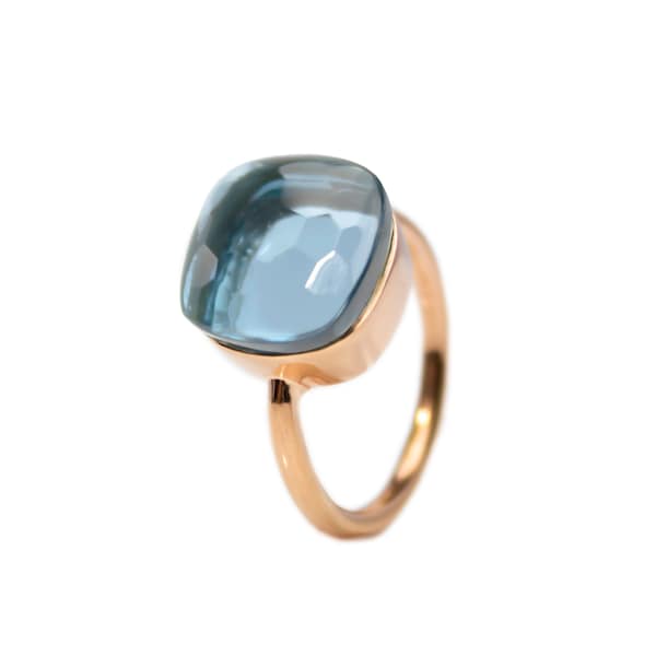 London blue topaz ring large - Blue gemstone ring - London blue Quartz ring - December birthstone - London blue stackable ring - Teal ring