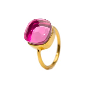 Pink tourmaline ring - Simple pink tourmaline quartz ring - Simple gemstone ring - October birthstone ring - Large stackable gemstone ring