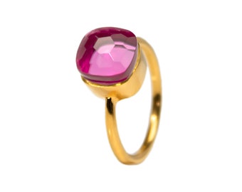 Recycled Silver Raspberry Pink Rubellite Tourmaline Celtic Triskel Ring Natural October Birthstone Mozambique Celtic Knot band