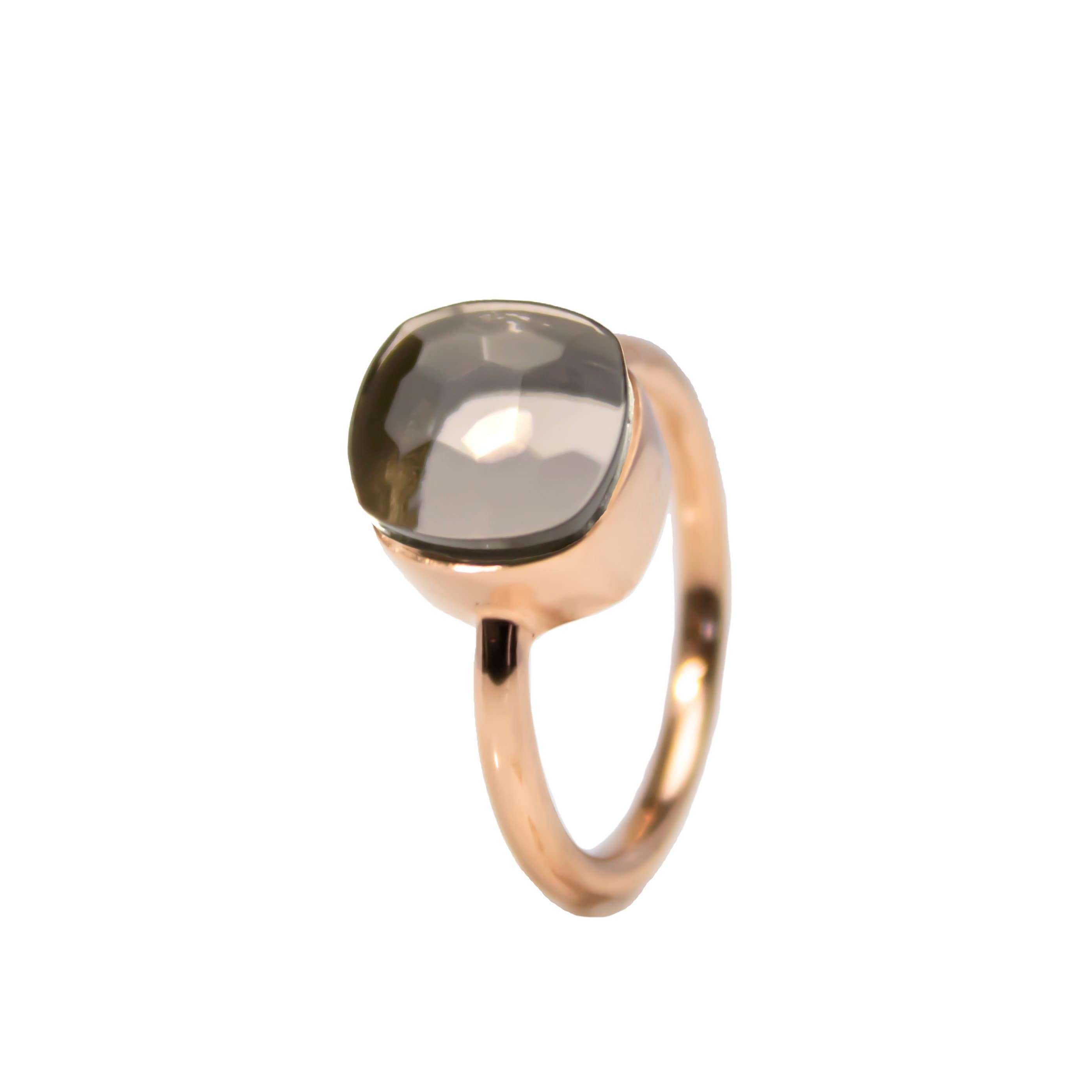 Bague En Argent Massif Avec Une Vraie Topaze Fumée 13x9 Mm - Taille 55-56