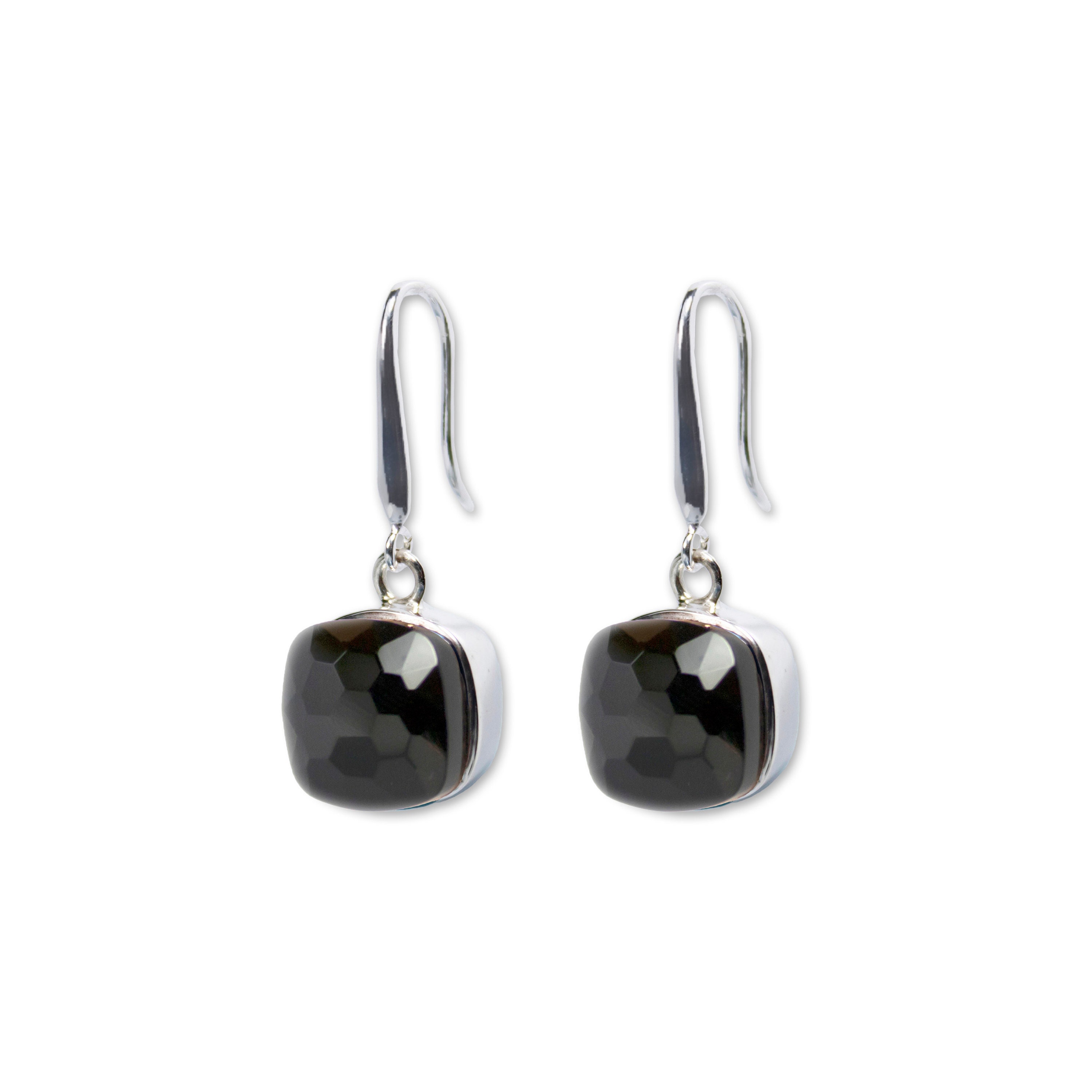 Natural Black Onyx Earrings Large Gemstone Dangle Earrings Etsy