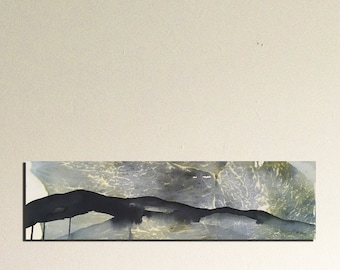 Original landscape on mountains, ink and acrylic on paper, contemporary art