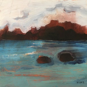 Peinture originale, pigments, acrylique, collage et encres sur carton entoilé.