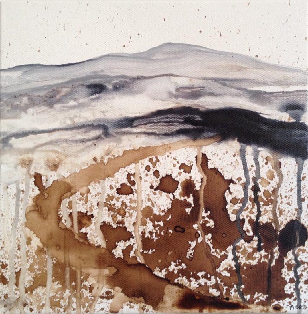 Original Painting, Mountainscape, Abstract Landscape Ink and Pigments ...