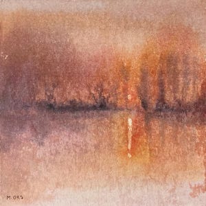 peinture originale sur carton entoilé, paysage abstrait, technique mixte