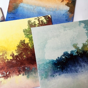 Lot de 2 peintures originales sur carton entoilé format 20 x 20 cm