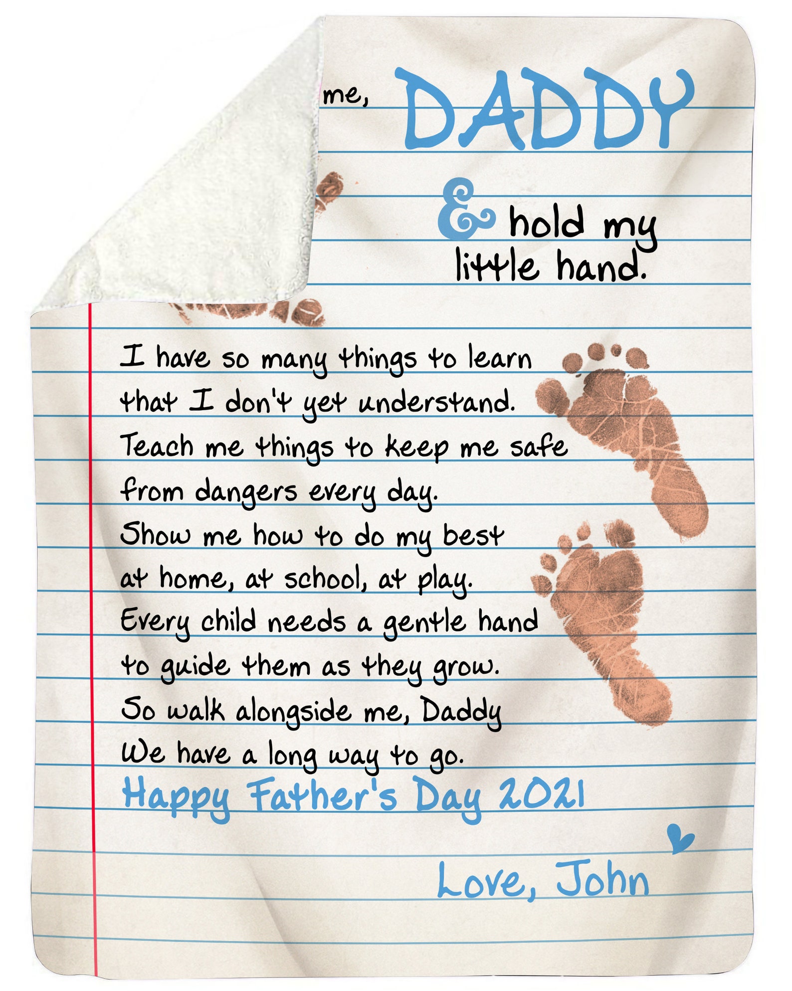 Personalized Walk With Me Daddy Blanket Customized Letter To Etsy