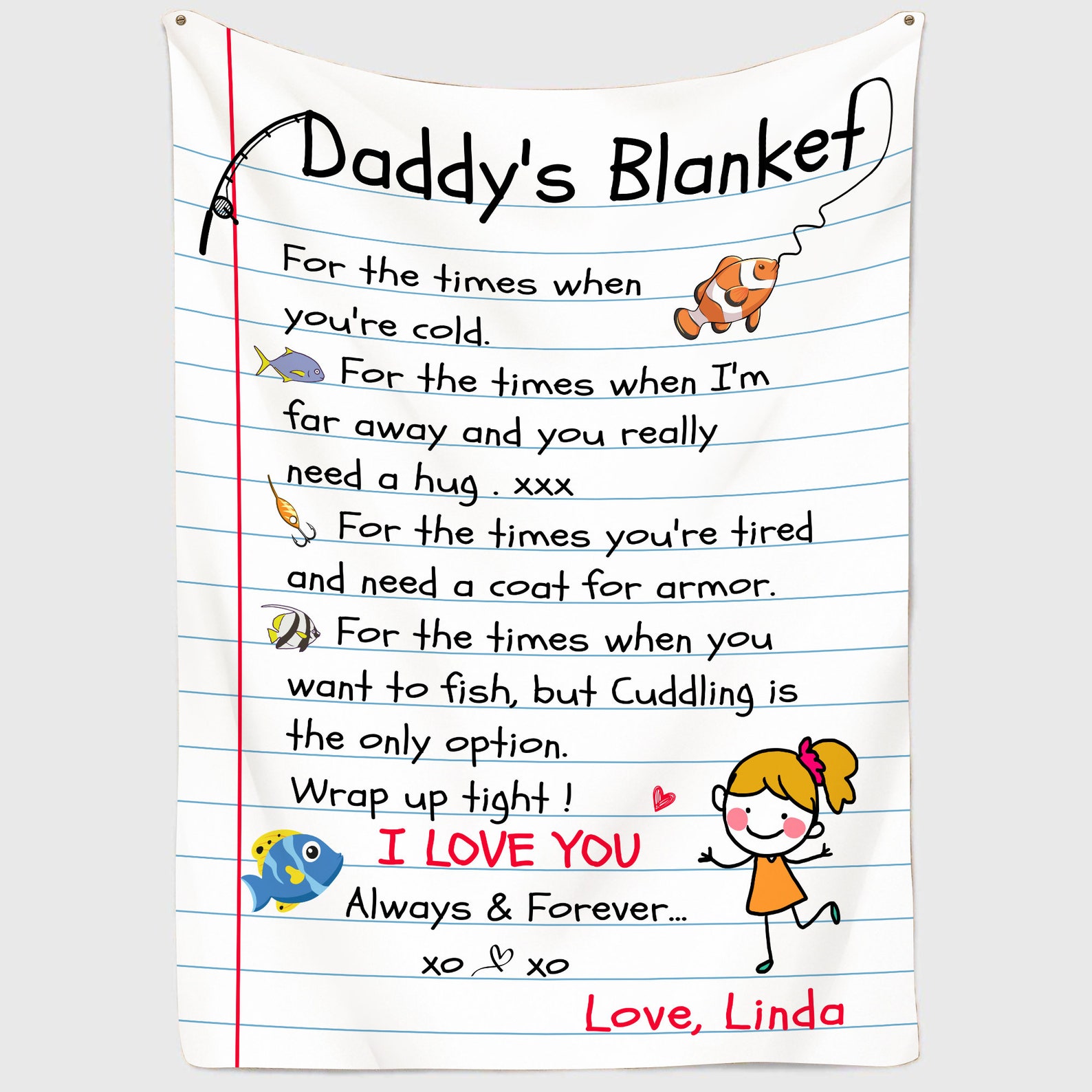 Personalized Letter To Daddy Blanket Custom Dad Blanket Dad Etsy